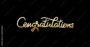 Congratulations Handwritten Animated Text in 4 clips glossy effect with alpha channel. Great for festivals, Anniversary, Celebration, and Success greetings. Congratulations text animation