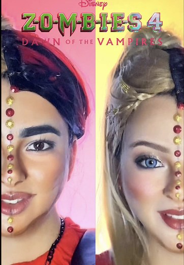 Victor and Nova Makeup - Zombies 4 ❤️🤍 @disneyzombies @Malachi Barton @Freya Skye #victor #nova #zombies4 #dawnofthevampires #disneymakeup #malachibarton #freyaskye #daywalker #vampire