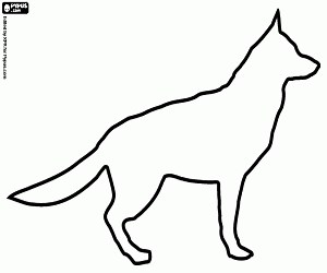 A German shepherd, the silhouette coloring page printable game
