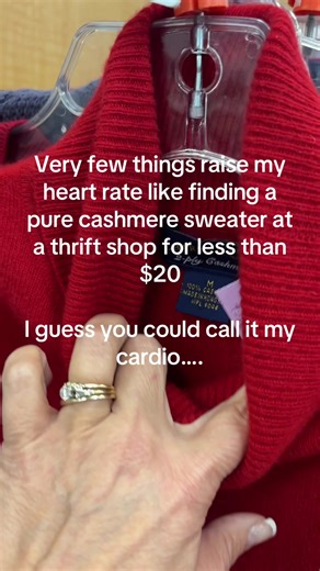 I just love finding cashmere at the thrift stores! Never skip the sweater rack - if you check the tags, feel the fabric, you can sometimes score 100% cashmere sweaters for the price of takeout lunch. My golden thrifting rule: always check for natural fibers - cashmere, wool, silk, linen and cotton. The good stuff hides in plain sight. Cashmere and wool sweaters often show up in the men’s section and those slightly pilled sweaters often just need a quick session with a cashmere comb ($10 at most 