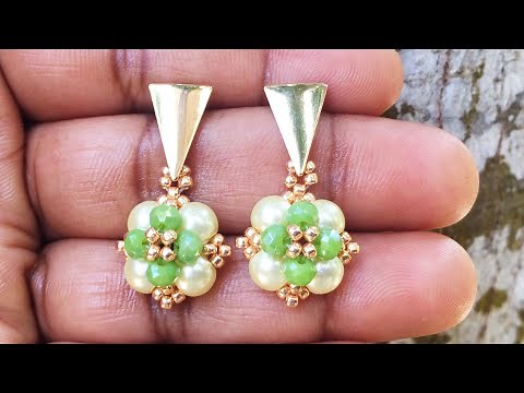 DIY COMO HACER ARETES PEQUEñOS CON PERLAS Y CRISTALES, MUY FACILES DE HACER 🔴|🔴 #ACCESORIESDESIGN