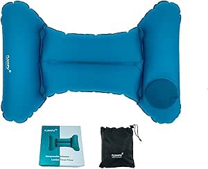 Inflatable Travel Nursing Waist Pillow, Blow Up Lumbar Body Back Support Pillow for Airplane Long Flight Journey Travel Airplane/Car/Bus/Train/Office (Blue Ocean)