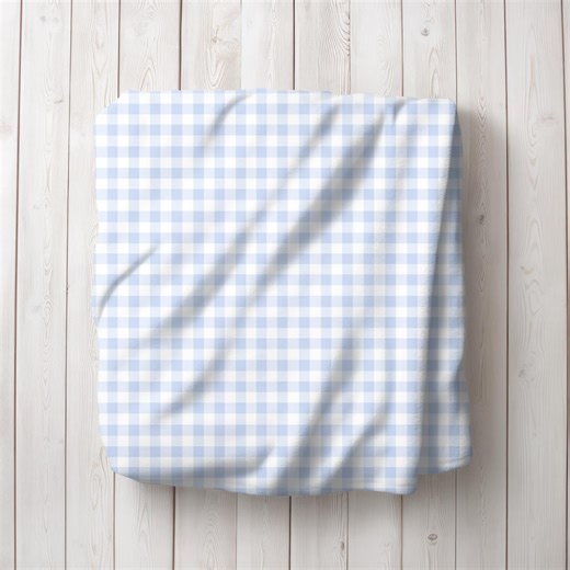 Blue Gingham Blanket, Light Blue Throw, Checkered Baby Blanket, Farmhouse Cottagecore Nursery Decor, Housewarming Gift - Etsy