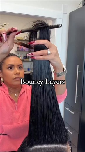 Priscilla Alicea • NJ Hairstylist • Educator & Coach on Instagram: "Layers tutorial 💕 She wanted to bring her layers back to life and add more shape and body. Comment LAYERS for access to my Haircutting class. Where you learn my signature layered cut and bouncy blowout! Using @fancyscissors 7” use code: THY last call to save $$ on your purchase! 💕 #haireducation #haircut #layers"
