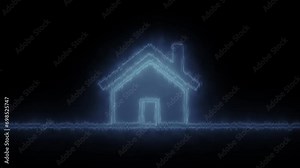 Home icon. Neon line Cool linear animated home icon. Real estate icon animation. Stock Video