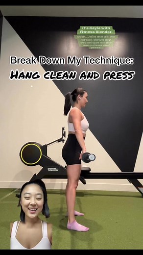 10K views · 60 reactions | Here, Kayla—a doctor of physical therapy—reviews her own technique on the hang clean and press, a compound exercise. Would you like to see more of these from Kayla? #hangcleanpress #hangclean #compoundexercises | FitnessBlender.com | Facebook