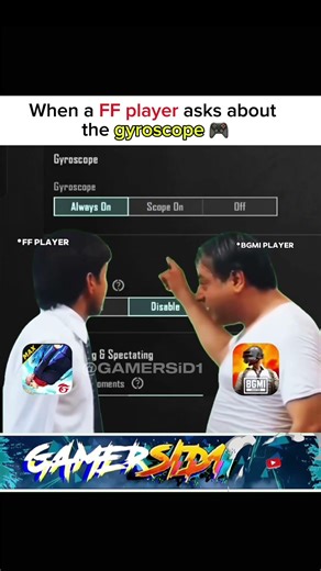 WHEN FF PLAYERS TALK ABOUT GYROSCOPE 😂 #shorts #bgmi #pubg