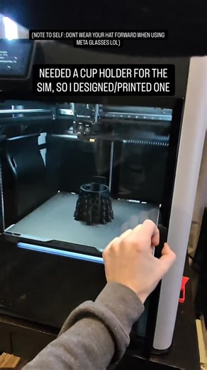 Carlton McDonald on Instagram: "Needed a cup holder for the sim, so I printed one!🤘🏼 #whitemonster #sim #simdrifting #simracing #3dprinting"