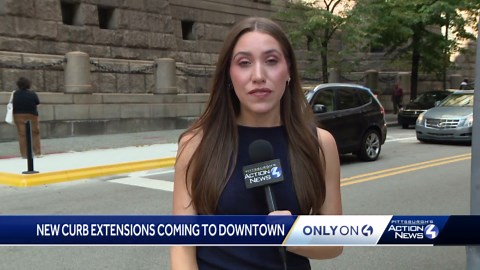 Curb extensions being installed at five downtown Pittsburgh bus stops