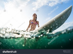 Happy Woman Sits On Surfboard Ocean Stock Photo 642388690 | Shutterstock