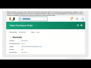 Closing a Purchase Order