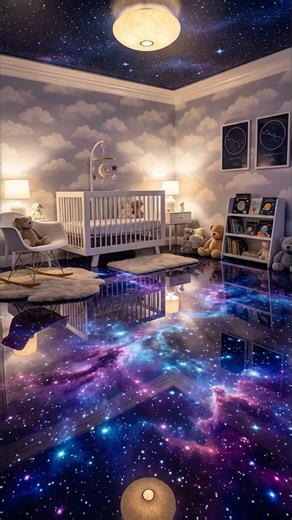 Turning a Baby Room Into a Galaxy Floor 🌠 #shorts #shortvideo #interiordesign