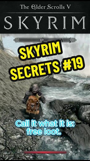 Skyrim Secrets -19: Crime Scene Loot Under Nilheim (the bandit tower), there’s a waterfall lake by the Darkwater Pass stairs that hides a creepy underwater skeleton with a rock tied to its ankle. It looks like a “drowning”… but feels like a crime scene. Dive deeper from the shore and check the body and the nearby backpack/satchel for leveled loot and often an enchanted item (loot varies by level and playthrough). Perfect early game Skyrim loot spot for Skyrim SE/AE players. #Skyrim #TESV #Skyrim