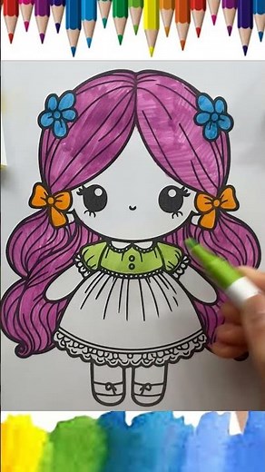 Tô màu búp bê Kawaii xinh đẹp - Kawaii Beautiful Doll Coloring pages for kids