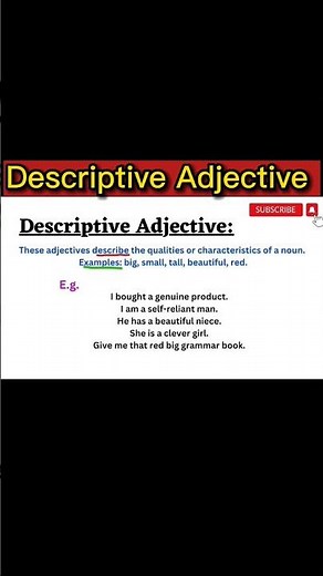 |Descriptive Adjective| |descriptive adjectives| |descriptive adjective definition|