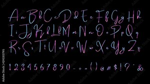 Handwritten English letters with a beautiful font and Modern Gradient colors. 4k animated Full alphabet. Constant animation