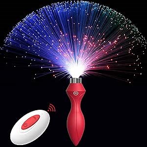 Glowing Anal Plug Vibrator with Sex Whip, Anal Sex Toys Massager Vibrating Butt Plug for Men, Women and Couples, 10 Vibrating Modes & 7 Flashing Colors