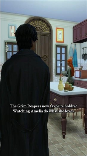 Grim stays lurking around the house. We’re gonna have to put him to work soon. #sims4 #ts4 #grim
