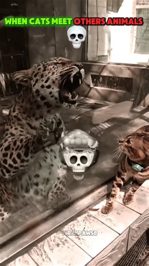 When cats meet others animals first time..? 💀🤔 #cat #wtfmoment #shorts #animals #usashorts #viral