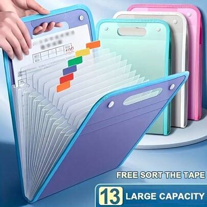 13-Layer Accordion File Folder - A4 Size Document Organizer, A4 Portable Vertical File Folder Suitable For Exam Papers, Students Multi-Layer High Capacity Accordion Bag, Applicable For School, Office And College | Expandable Multi-Pocket File Bag For Storing Exam Papers, Receipts And Bills. Made Of Durable PP Material With 12 Divider Tabs And 13 Pockets, Designed For A4 Documents, Available In Multiple Colors. | SHEIN