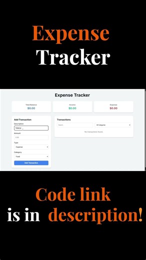 💸 Expense Tracker using React #webdevelopment #html #css #shorts