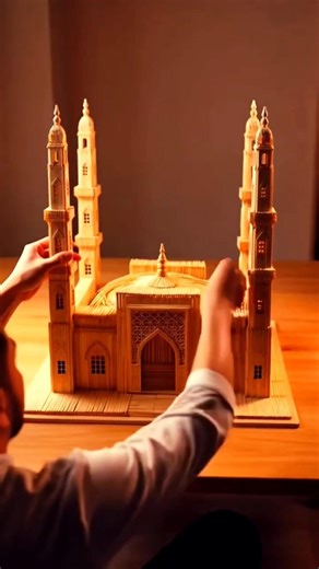 Amazing Matchstick Mosque Build Timelapse | Islamic Dome Mosque Made From Matchsticks #shorts