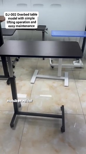 DJ-002 Overbed table model with simple lifting operation and easy maintenance. It's lightweight, offers effortless height adjustment, powder coating, can be used independently at home or hospital setting and more. #hospital #hospitality #hospitalequipment #table #overbedtable #furniture #hospitalfurniture #patient #doctor #health