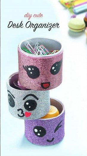Transform an old container into a stylish desk organizer! ✨ #diy #bestoutofwaste #organizer