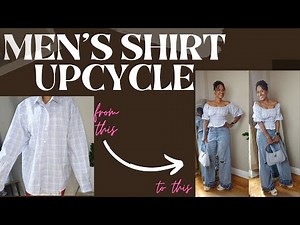 Men's Shirt Upcycle | Easy Off Shoulder Top with Elastic | Sewing | Refashion