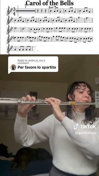 Replying to @andre_la_rue_ Here are the notes for Carol of The Bells. All credit to “Musically Yours, Arnie” on YouTube for the notes and backing track. Follow if you enjoyed! I played around with articulations and octaves :) #fyp#flute#sheetmusic#carolofthebells#musician#twosetviolin#christmas#holidays#flutist#flutemusic