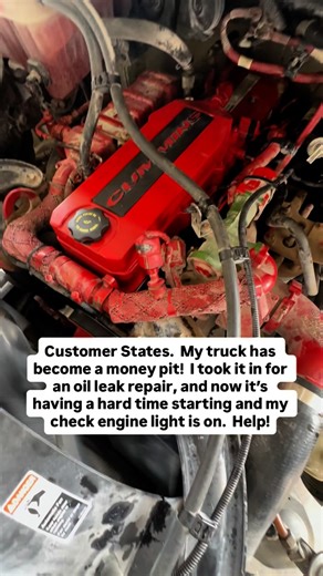 D TheTruckGuy on Instagram: "Customer States. My truck has become a money pit! I took it in for an oil leak repair, and now it’s having a hard time starting and my check engine light is on. They already replaced my crank sensor, but it’s still doing the same thing. Help!!! #comeoverhere #mechanic #dieseltech #diesel #Customerstates (#sponsored All procedures shown in this video are for demonstration purposes only. Please review the JPRO user guide and/or OE documentation to ensure you are follow