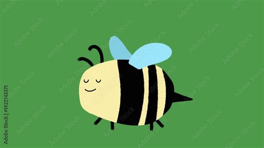 Cute Hand-Drawn Bee Flying 2D Animation on Green Screen | Cartoon Insect Overlay Motion Effect