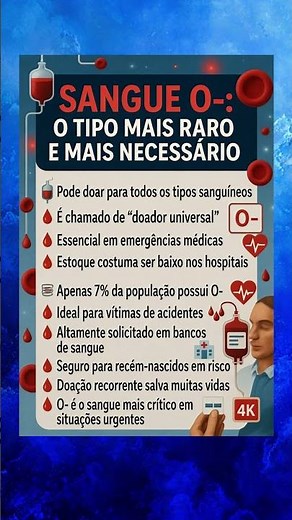 🩸O SANGUE MAIS RARO DO MUNDO: por que quem é O- vale OURO na medicina?🧬🚑