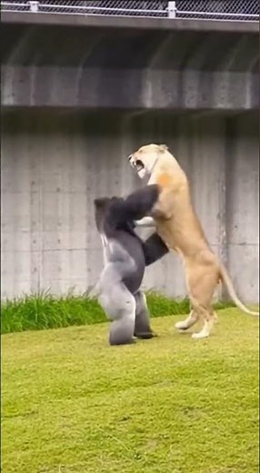 Zoo Crowd GASPS as Gorilla DESTROYS Lion - Baby Saved! 😱 관중 충격 😱 観衆衝撃 #silverback #zoo #gorilla