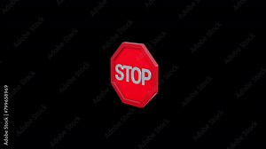 3D Stop Sign Overlays for Online Content Creators: Boost Your Digital Content with Warning Message, Perfect for YouTubers and Online Educators Stock Video