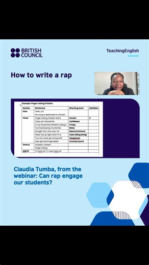 10K views · 190 reactions | Challenge your students to write their own rap. Claudia gives us the steps and even an example of her chicken rap. What do you think? Karen  #TeachingEnglish #ELTplanning | TeachingEnglish - British Council | Facebook