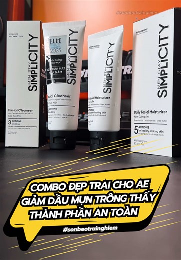 Combo đẹp trai bái bai dầu mụn cho anh em mình. Thành phần lành tính. #sonbeotrainghiem #suaruamatnam #menstaysimplicity #tetbatsac #suaruamat