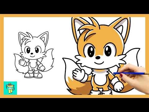 How to Draw Miles Tails Prower 🦊 Easy Step by Step (Cute Version)