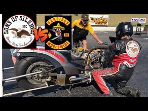 SONS OF SILENCE VS BANDIDOS MC IN NITRO HARLEY PRO FUEL DRAG BIKE RACE! FULL MAN CUP EVENT!