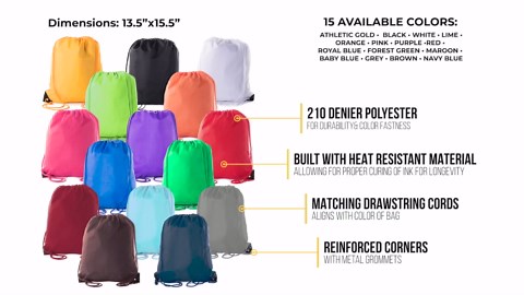 Mato & Hash Custom Bags With Your Logo | 100PK Promotional Drawstring Backpack - 100PK Pink CE2500