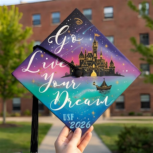 Personalized Disney Graduation Cap Topper, Go Live Your Dream Cap Decoration, High School Grad Topper, Magical Disney World Castle Cap Decor - Etsy