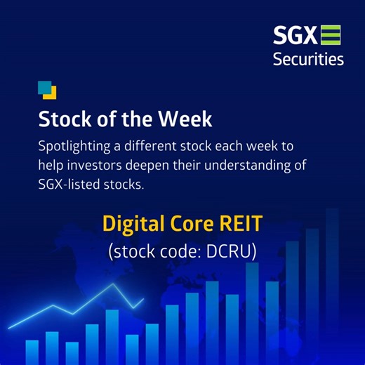 🏢 *Stock of the Week: Digital Core REIT (SGX: DCRU)* Digital Core REIT is a pure-play data centre S-REIT sponsored by leading data centre owner and operator, Digital Realty. It invests in a diversified portfolio of stabilised, income-producing real estate assets globally. Digital Core REIT reported a 17% increase in distributable income in 2H 2024, driven by higher contributions from the Frankfurt Facility and lower interest rates on bank borrowings. The REIT declared a 2H 2024 distribution per