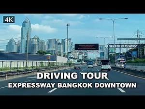【4K】Driving on expressways in Bangkok Downtown Thailand April, 2021