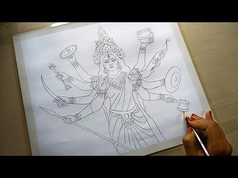 Durga Maa Outline drawing step by step.