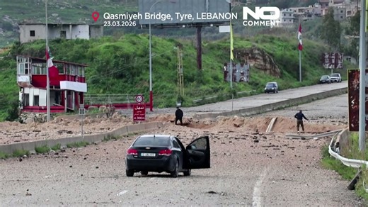 Moment Israeli strike hits key south Lebanon bridge
