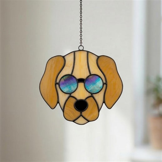 Golden Retriever Stained Glass Pattern | Dog Suncatcher SVG PDF | Whimsical Animal DIY Digital Download - Etsy UK