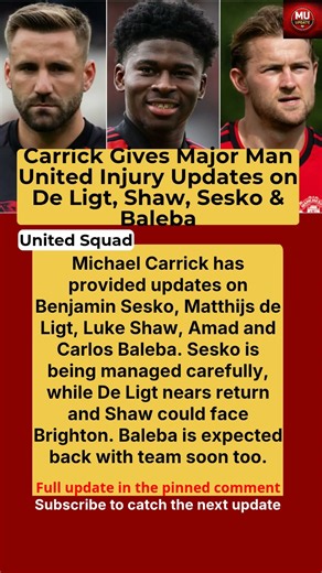 Manchester United Injury News: Carrick Updates De Ligt, Shaw, Sesko and Baleba