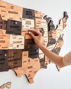 US Travel Map, Push Pin Map, Wood Map of United States, Apartment Decor New Apartment Gift, USA Wooden Wall Map - Etsy