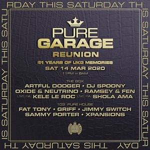 1.1K views · 50 reactions | Pure Garage Reunion this Saturday! Massive line-up with your favourite Garage acts playing classics all night  Get tickets now – 2 for £30!  | PURE | Facebook