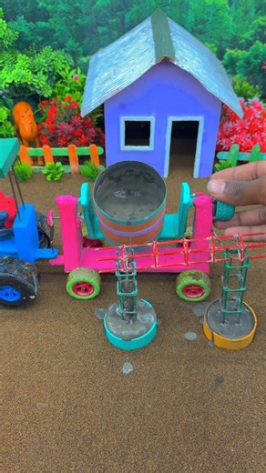 😱Amazing Mini Tractor Making Cement Pillar | DIY Real Working Construction Machine🚜#shorts